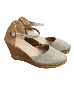 Viscata Women’s Satuna Canvas Wedges Silver Cream Jute Espadrille Closed…